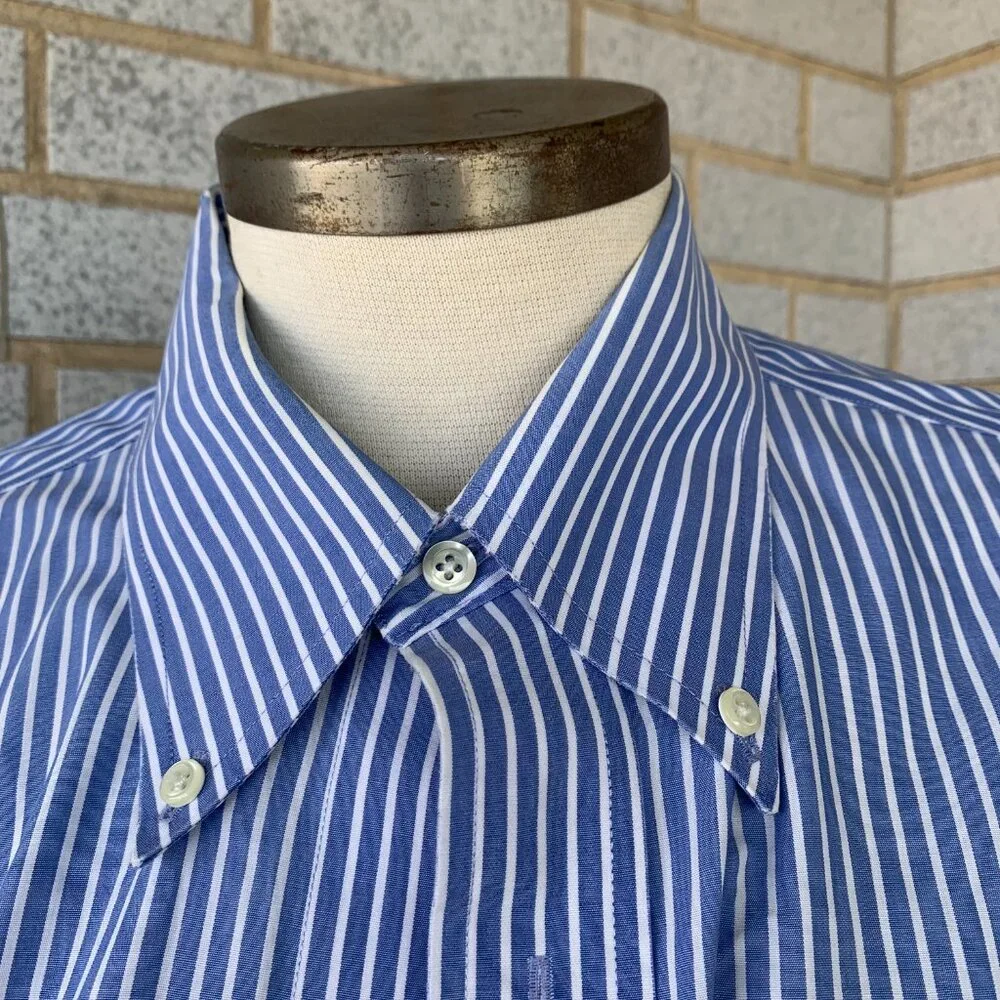 BROOKS BROTHERS MENS STRIPED BUTTON DOWN SHIRT SIZE 16 4/5 NON-IRON ALL COTTON - Picture 2 of 6
